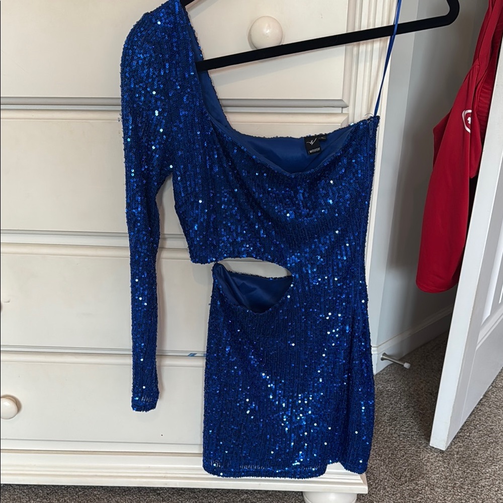 Windsor Royal Blue Sequin Cutout mini Dress